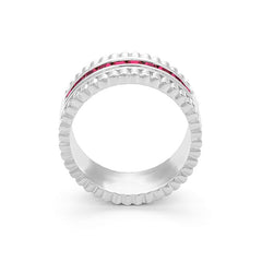 Facet Cnc Ring Halbgefasster Memoirering mit Rubin und Diamant