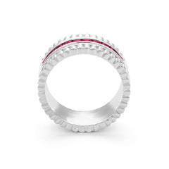 Bague mémoire à demi-sertie Facet Cnc Ring en or blanc 750/18 carats