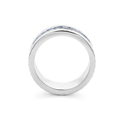 Bague mémoire à demi-sertie Facet Cnc Ring en or blanc 750/18 carats