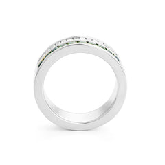 Facet Halbgefasster 18 K Weissgold Tsavorit Memoire Ring