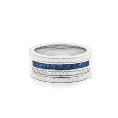 Bague mémoire à demi-sertie Facet Cnc Ring en or blanc 750/18 carats