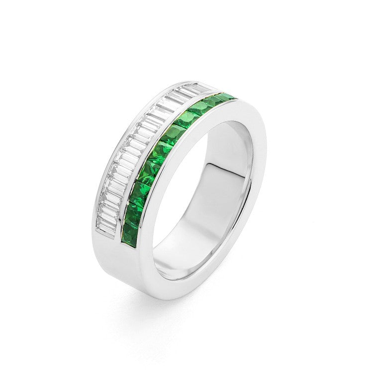 Facet Cnc Ring halbgefasster Memoirering in 750/18 K Weissgold