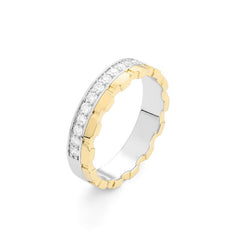Facet Cnc Ring halbgefasster Memoirering in 750/18 Karat Weissgold & Gelbgold