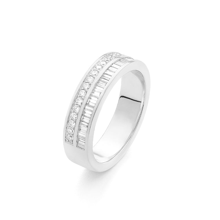 Facet Cnc Ring halbgefasster Memoirering in 18 Karat-750 Weissgold