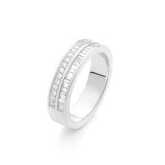 Facet Cnc Ring halbgefasster Memoirering in 18 Karat-750 Weissgold