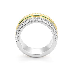 Bague d'éternité semi-montée en or jaune et blanc 18 carats avec tsavorite