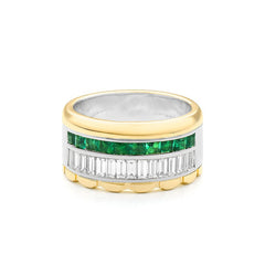 Facet Halbgefasster Memoirering mit Tsavorite in 18 K Weiss- & Gelbgold