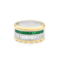 Bague semi-sertie à facettes Cnc Ring avec Tsavorite bicolore 18 carats-750