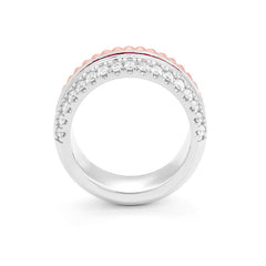 Bague Mémoire en or jaune et blanc 18 carats avec rubis semi-serti à facettes