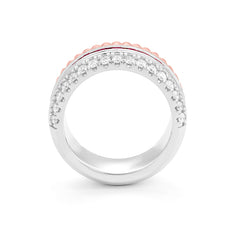 Bague d'éternité en or bicolore 750/18 carats avec rubis semi-serti.