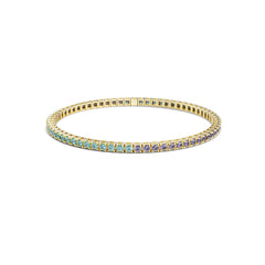 Bracelet tennis élastique à facettes avec pierres précieuses topaze en or jaune 750/18 carats