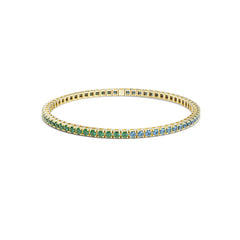Bracelet tennis élastique à facettes avec pierres précieuses topaze en or jaune 750/18 carats