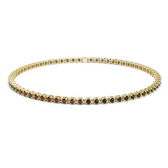 Bracelet tennis élastique à facettes avec pierres précieuses topaze en or jaune 750/18 carats