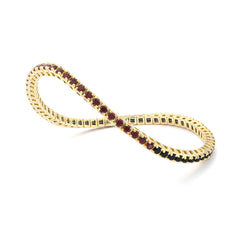 Bracelet tennis élastique à facettes avec pierres précieuses topaze en or jaune 750/18 carats