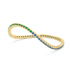 Bracelet tennis élastique à facettes avec pierres précieuses topaze en or jaune 750/18 carats