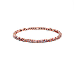 Facet Elastic Tennisarmband mit farbigen Topas Edelsteinen in 750/18 Karat Roségold