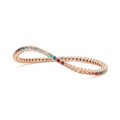 Facet Elastic Tennisarmband mit farbigen Topas in 750/18 Karat Roségold