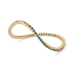 Facet Elastic Tennisarmband mit verschiedenen Topas Edelsteinen in 750/18 Karat Gelbgold