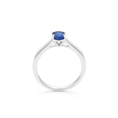 Facet Sweet Saphir Ring mit Diamanten in 750/18 Karat Weissgold