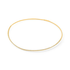 Collier tennis à facettes avec diamants en or jaune 750/18 carats