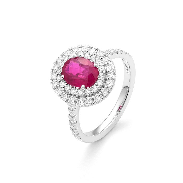 Facet Traceability Rubin Diamantring in 750/18 Karat Weissgold