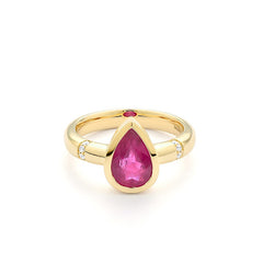 Facet Traceability Rubin Ring in 750/18 Karat Gelbgold