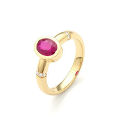 Facet Traceability Rubin Ring in 750/18 Karat Gelbgold