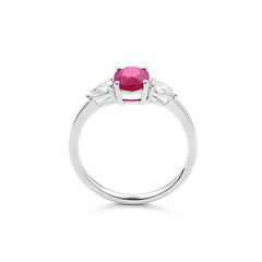 Facet Traceability Rubin Ring mit Diamant in 18 Karat-750 Weissgold