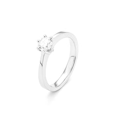 Facet Classic Solitär Ring in 750/18 Karat Weissgold