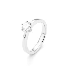 Facet Classic Solitär Ring in 750/18 Karat Weissgold