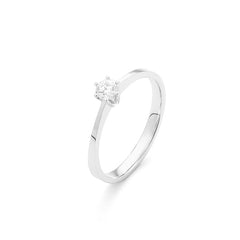 Facet Classic Solitär Ring in 750/18 Karat Weissgold