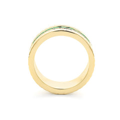 Bague mémoire semi-sertie à facettes Cnc Ring avec tsavorite en or jaune 18 carats 750