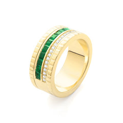 Bague d'éternité semi-montée en or jaune 18 carats à facettes avec tsavorite et diamants