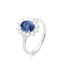 Facet Colors Saphir Ring in 750/18 Karat Weissgold mit Diamant