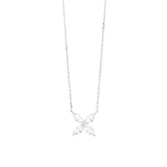 Facet Navette Halskette mit Brillanten in 750/18 Karat Weissgold