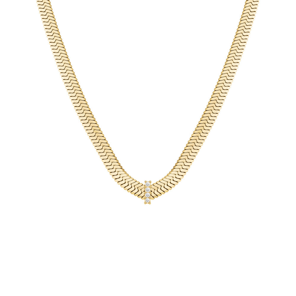 Rosefield Halskette Snake mit Kristallen Gold