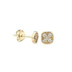 Boucles d'oreilles clous en or jaune 18 carats - 750 millièmes avec diamants - KP0000929