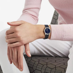 Montre femme Mondaine en cuir bleu, 26 MM - MH1.L1140.LD