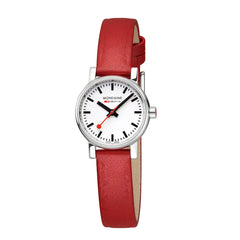 Mondaine EVO2 Quarz Damenuhr aus Rotes Leder, 26 MM - MSE.26110.LCV