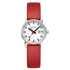 Mondaine EVO2 Quarz Damenuhr aus Rotes Leder, 30 MM - MSE.30210.LCV