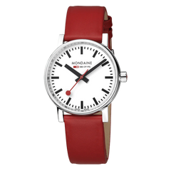 Mondaine EVO2 Quarz Herrenuhr aus Rotes Lederband, 35 MM - MSE.35110.LCV