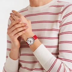 Mondaine EVO2 Quarz Herrenuhr aus Rotes Lederband, 35 MM - MSE.35110.LCV