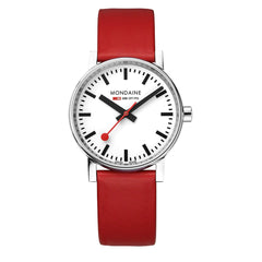 Mondaine EVO2 Quarz Herrenuhr aus Rotes Lederband, 35 MM - MSE.35110.LCV