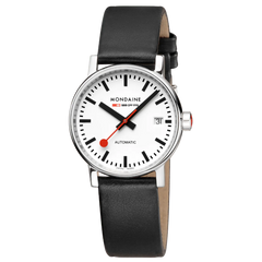 Mondaine EVO2 Automatik Herrenuhr aus Schwarz Lederband, 35 MM - MSE.35610.LBV