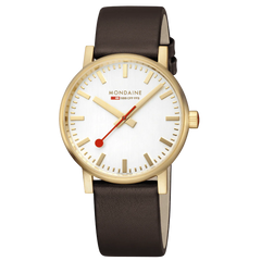 Mondaine EVO2 Herrenuhr aus Braun Lederband, 40 MM - MSE.40112.LGV