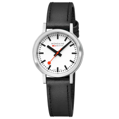 Mondaine Stop2Go Herrenuhr aus Schwarzes Leder, 34 MM - MST.3401B.LBV.SET