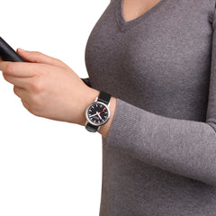 Montre Mondaine Stop2Go pour homme en cuir noir, 34 mm - MST.34020.LBV.SET