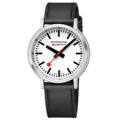 Mondaine Stop2Go Herrenuhr aus Schwarzes Leder, 41 MM - MST.4101B.LBV.2SE