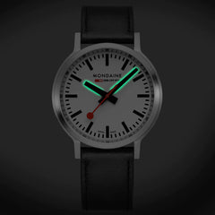 Mondaine Stop2Go Herrenuhr aus Schwarzes Leder, 41 MM - MST.4101B.LBV.2SE