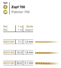 Meterkette Zopf Gelbgold 750 1.2-2.1mm